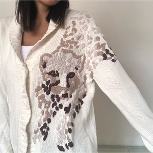 Vintage leopard embroidered cardigan